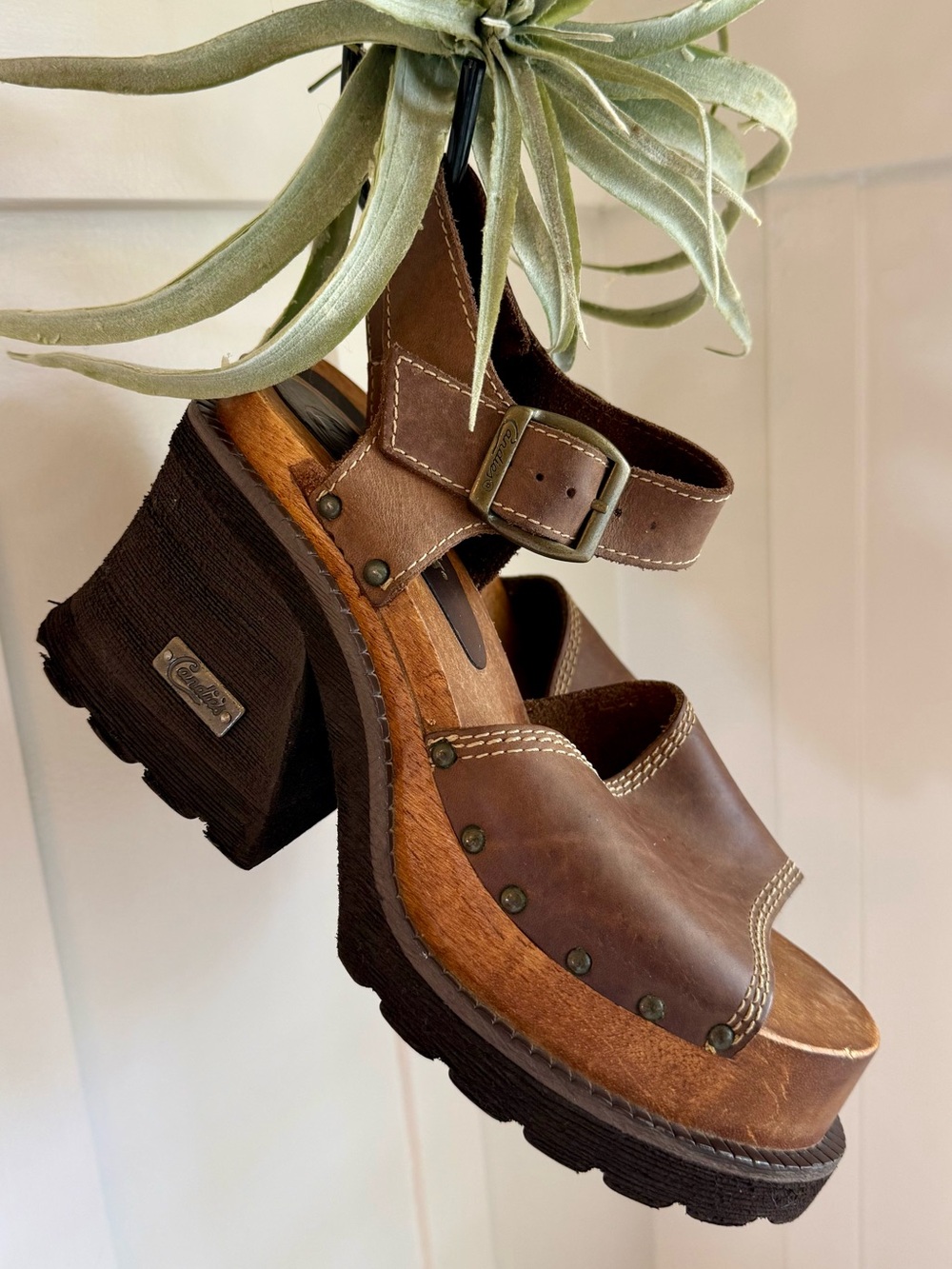 Y2K BRATZ 🔥 BOHO HIPPIE-CHIC CANDIES CHUNKY PLATFORM STUDDED WOOD SANDALS